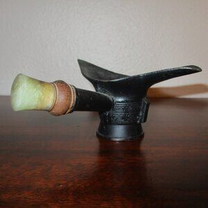 Antique Chinese Archaic Bronze Vessel Jade Handle